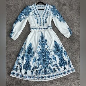 Bohemian Blue and White Patterned Dress